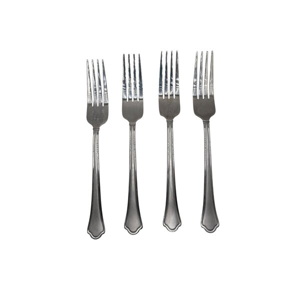Pfaltzgraff Capri Frost Stainless Steel 4 Dinner Forks Glossy Bevel Finish 18/0 - Picture 3 of 5